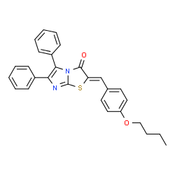 ChemSpider 2D Image | (2Z)-2-(4-Butoxybenzylidene)-5,6-diphenylimidazo[2,1-b][1,3]thiazol-3(2H)-one | C28H24N2O2S