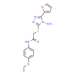 ChemSpider 2D Image | 2-{[4-Amino-5-(2-furyl)-4H-1,2,4-triazol-3-yl]sulfanyl}-N-(4-ethoxyphenyl)acetamide | C16H17N5O3S
