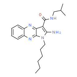 ChemSpider 2D Image | 2-Amino-1-hexyl-N-isobutyl-1H-pyrrolo[2,3-b]quinoxaline-3-carboxamide | C21H29N5O