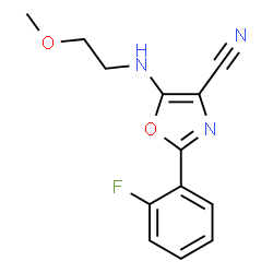 ChemSpider 2D Image | 2-(2-Fluorophenyl)-5-[(2-methoxyethyl)amino]-1,3-oxazole-4-carbonitrile | C13H12FN3O2
