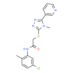 ChemSpider 2D Image | N-(5-Chloro-2-methylphenyl)-2-{[4-methyl-5-(3-pyridinyl)-4H-1,2,4-triazol-3-yl]sulfanyl}acetamide | C17H16ClN5OS