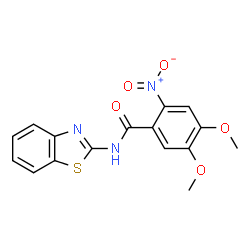 ChemSpider 2D Image | N-(1,3-Benzothiazol-2-yl)-4,5-dimethoxy-2-nitrobenzamide | C16H13N3O5S