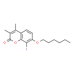 ChemSpider 2D Image | 7-(Hexyloxy)-8-iodo-3,4-dimethyl-2H-chromen-2-one | C17H21IO3