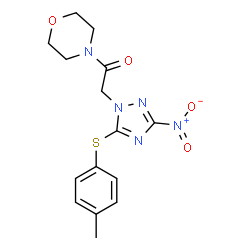 ChemSpider 2D Image | 2-{5-[(4-Methylphenyl)sulfanyl]-3-nitro-1H-1,2,4-triazol-1-yl}-1-(4-morpholinyl)ethanone | C15H17N5O4S