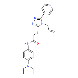 ChemSpider 2D Image | 2-{[4-Allyl-5-(4-pyridinyl)-4H-1,2,4-triazol-3-yl]sulfanyl}-N-[4-(diethylamino)phenyl]acetamide | C22H26N6OS