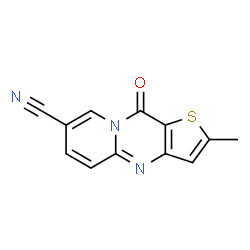 ChemSpider 2D Image | 2-Methyl-10-oxo-10H-pyrido[1,2-a]thieno[3,2-d]pyrimidine-7-carbonitrile | C12H7N3OS