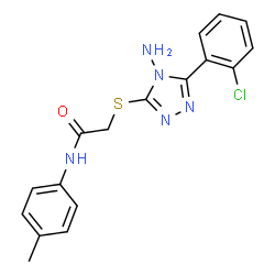 ChemSpider 2D Image | 2-{[4-Amino-5-(2-chlorophenyl)-4H-1,2,4-triazol-3-yl]sulfanyl}-N-(4-methylphenyl)acetamide | C17H16ClN5OS