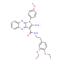 ChemSpider 2D Image | 2-Amino-N-[2-(3,4-diethoxyphenyl)ethyl]-1-(4-methoxyphenyl)-1H-pyrrolo[2,3-b]quinoxaline-3-carboxamide | C30H31N5O4