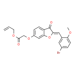 ChemSpider 2D Image | Allyl {[(2Z)-2-(5-bromo-2-methoxybenzylidene)-3-oxo-2,3-dihydro-1-benzofuran-6-yl]oxy}acetate | C21H17BrO6