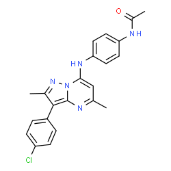 ChemSpider 2D Image | N-(4-{[3-(4-Chlorophenyl)-2,5-dimethylpyrazolo[1,5-a]pyrimidin-7-yl]amino}phenyl)acetamide | C22H20ClN5O