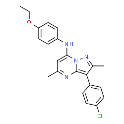 ChemSpider 2D Image | 3-(4-Chlorophenyl)-N-(4-ethoxyphenyl)-2,5-dimethylpyrazolo[1,5-a]pyrimidin-7-amine | C22H21ClN4O