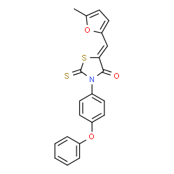 ChemSpider 2D Image | (5Z)-5-[(5-Methyl-2-furyl)methylene]-3-(4-phenoxyphenyl)-2-thioxo-1,3-thiazolidin-4-one | C21H15NO3S2
