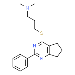 ChemSpider 2D Image | N,N-dimethyl-3-[(2-phenyl-6,7-dihydro-5H-cyclopenta[d]pyrimidin-4-yl)thio]-1-propanamine | C18H23N3S