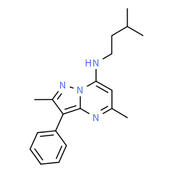 ChemSpider 2D Image | 2,5-Dimethyl-N-(3-methylbutyl)-3-phenylpyrazolo[1,5-a]pyrimidin-7-amine | C19H24N4