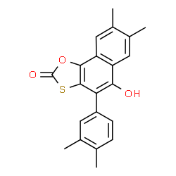 ChemSpider 2D Image | 4-(3,4-Dimethylphenyl)-5-hydroxy-7,8-dimethylnaphtho[2,1-d][1,3]oxathiol-2-one | C21H18O3S