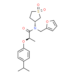 ChemSpider 2D Image | (2R)-N-[(3R)-1,1-Dioxidotetrahydro-3-thiophenyl]-N-(2-furylmethyl)-2-(4-isopropylphenoxy)propanamide | C21H27NO5S
