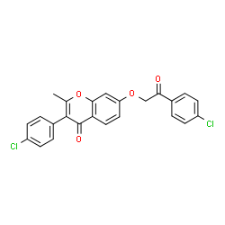 ChemSpider 2D Image | 3-(4-Chlorophenyl)-7-[2-(4-chlorophenyl)-2-oxoethoxy]-2-methyl-4H-chromen-4-one | C24H16Cl2O4