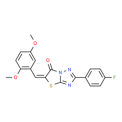 ChemSpider 2D Image | (5E)-5-(2,5-Dimethoxybenzylidene)-2-(4-fluorophenyl)[1,3]thiazolo[3,2-b][1,2,4]triazol-6(5H)-one | C19H14FN3O3S