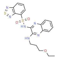 ChemSpider 2D Image | N-[3-(3-ethoxypropylamino)quinoxalin-2-yl]-8$l^{4}-thia-7,9-diazabicyclo[4.3.0]nona-1(6),2,4,7,8-pentaene-5-sulfonamide | C19H20N6O3S2