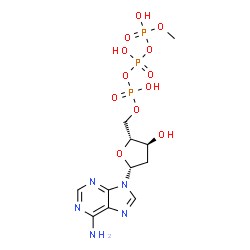 ChemSpider 2D Image | 2'-Deoxy-5'-O-{hydroxy[(hydroxy{[hydroxy(methoxy)phosphoryl]oxy}phosphoryl)oxy]phosphoryl}adenosine | C11H18N5O12P3
