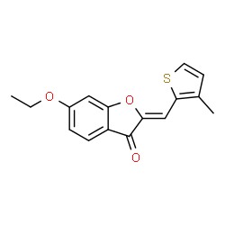 ChemSpider 2D Image | (2Z)-6-Ethoxy-2-[(3-methyl-2-thienyl)methylene]-1-benzofuran-3(2H)-one | C16H14O3S