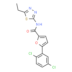 ChemSpider 2D Image | 5-(2,5-Dichlorophenyl)-N-(5-ethyl-1,3,4-thiadiazol-2-yl)-2-furamide | C15H11Cl2N3O2S
