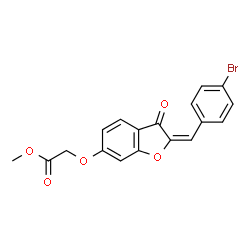 ChemSpider 2D Image | Methyl {[(2E)-2-(4-bromobenzylidene)-3-oxo-2,3-dihydro-1-benzofuran-6-yl]oxy}acetate | C18H13BrO5