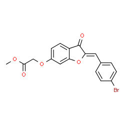 ChemSpider 2D Image | Methyl {[(2Z)-2-(4-bromobenzylidene)-3-oxo-2,3-dihydro-1-benzofuran-6-yl]oxy}acetate | C18H13BrO5