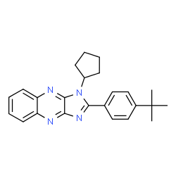 ChemSpider 2D Image | 1-Cyclopentyl-2-[4-(2-methyl-2-propanyl)phenyl]-1H-imidazo[4,5-b]quinoxaline | C24H26N4