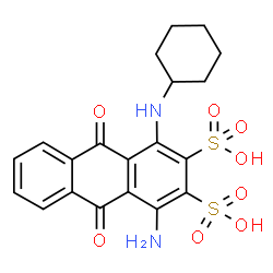 ChemSpider 2D Image | 1-Amino-4-(cyclohexylamino)-9,10-dioxo-9,10-dihydro-2,3-anthracenedisulfonic acid | C20H20N2O8S2