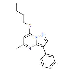 ChemSpider 2D Image | 7-(Butylsulfanyl)-5-methyl-3-phenylpyrazolo[1,5-a]pyrimidine | C17H19N3S