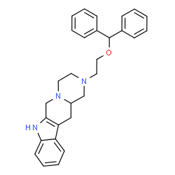 ChemSpider 2D Image | 2-[2-(Diphenylmethoxy)ethyl]-1,2,3,4,6,7,12,12a-octahydropyrazino[1',2':1,6]pyrido[3,4-b]indole | C29H31N3O
