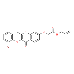 ChemSpider 2D Image | Allyl {[3-(2-bromophenoxy)-2-methyl-4-oxo-4H-chromen-7-yl]oxy}acetate | C21H17BrO6