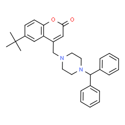 ChemSpider 2D Image | 6-tert-butyl-4-{[4-(diphenylmethyl)piperazin-1-yl]methyl}-2H-chromen-2-one | C31H34N2O2