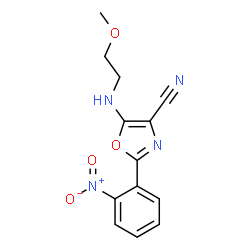ChemSpider 2D Image | 5-[(2-Methoxyethyl)amino]-2-(2-nitrophenyl)-1,3-oxazole-4-carbonitrile | C13H12N4O4