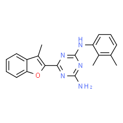 ChemSpider 2D Image | N-(2,3-Dimethylphenyl)-6-(3-methyl-1-benzofuran-2-yl)-1,3,5-triazine-2,4-diamine | C20H19N5O