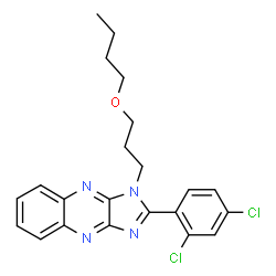 ChemSpider 2D Image | 1-(3-Butoxypropyl)-2-(2,4-dichlorophenyl)-1H-imidazo[4,5-b]quinoxaline | C22H22Cl2N4O