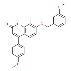 ChemSpider 2D Image | 7-[(3-Methoxybenzyl)oxy]-4-(4-methoxyphenyl)-8-methyl-2H-chromen-2-one | C25H22O5