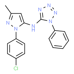 ChemSpider 2D Image | N-[1-(4-Chlorophenyl)-3-methyl-1H-pyrazol-5-yl]-1-phenyl-1H-tetrazol-5-amine | C17H14ClN7