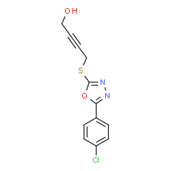 ChemSpider 2D Image | 4-{[5-(4-Chlorophenyl)-1,3,4-oxadiazol-2-yl]sulfanyl}-2-butyn-1-ol | C12H9ClN2O2S