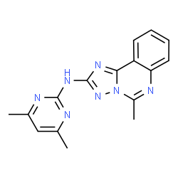 ChemSpider 2D Image | N-(4,6-Dimethyl-2-pyrimidinyl)-5-methyl[1,2,4]triazolo[1,5-c]quinazolin-2-amine | C16H15N7