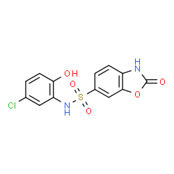 ChemSpider 2D Image | N-(5-Chloro-2-hydroxyphenyl)-2-oxo-2,3-dihydro-1,3-benzoxazole-6-sulfonamide | C13H9ClN2O5S