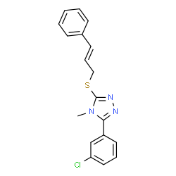 ChemSpider 2D Image | 3-(3-Chlorophenyl)-4-methyl-5-{[(2E)-3-phenyl-2-propen-1-yl]sulfanyl}-4H-1,2,4-triazole | C18H16ClN3S