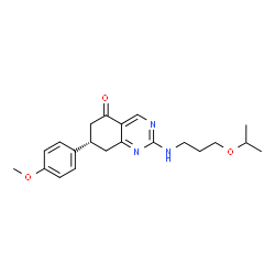 ChemSpider 2D Image | (7S)-2-[(3-Isopropoxypropyl)amino]-7-(4-methoxyphenyl)-7,8-dihydro-5(6H)-quinazolinone | C21H27N3O3