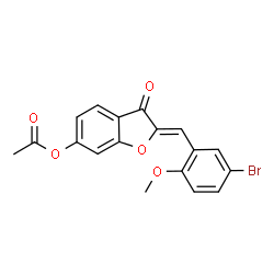 ChemSpider 2D Image | (2Z)-2-(5-Bromo-2-methoxybenzylidene)-3-oxo-2,3-dihydro-1-benzofuran-6-yl acetate | C18H13BrO5