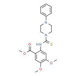 ChemSpider 2D Image | Methyl 4,5-dimethoxy-2-{[(4-phenylpiperazin-1-yl)carbothioyl]amino}benzoate | C21H25N3O4S