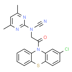 ChemSpider 2D Image | [2-(2-Chloro-10H-phenothiazin-10-yl)-2-oxoethyl](4,6-dimethyl-2-pyrimidinyl)cyanamide | C21H16ClN5OS