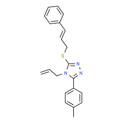 ChemSpider 2D Image | 4-Allyl-3-(4-methylphenyl)-5-{[(2E)-3-phenyl-2-propen-1-yl]sulfanyl}-4H-1,2,4-triazole | C21H21N3S