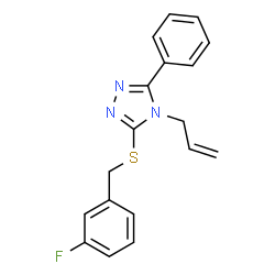 ChemSpider 2D Image | 4-Allyl-3-[(3-fluorobenzyl)sulfanyl]-5-phenyl-4H-1,2,4-triazole | C18H16FN3S