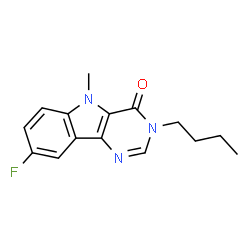 ChemSpider 2D Image | 3-Butyl-8-fluoro-5-methyl-3,5-dihydro-4H-pyrimido[5,4-b]indol-4-one | C15H16FN3O
